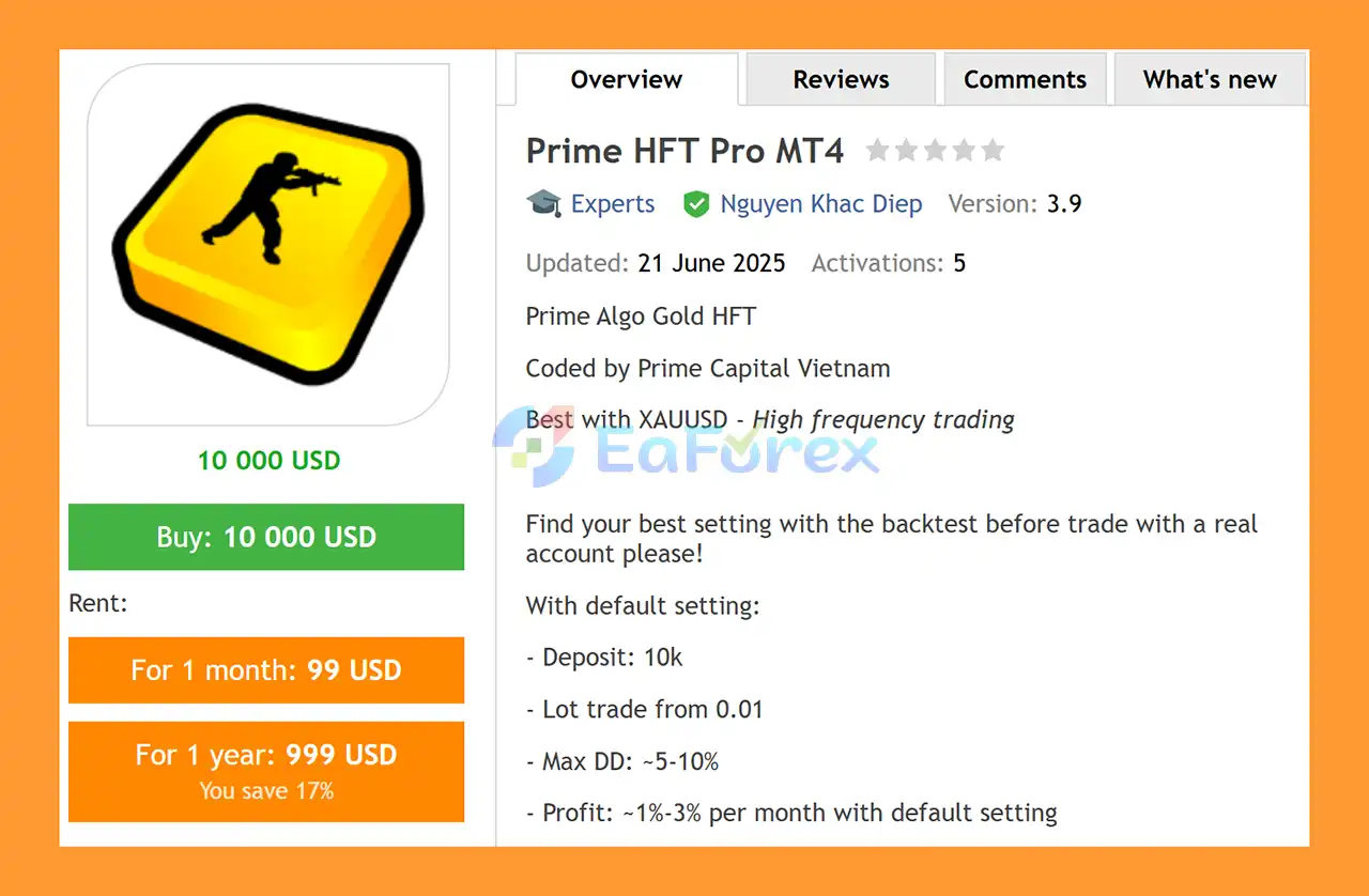 Prime HFT Pro MT4 Overview