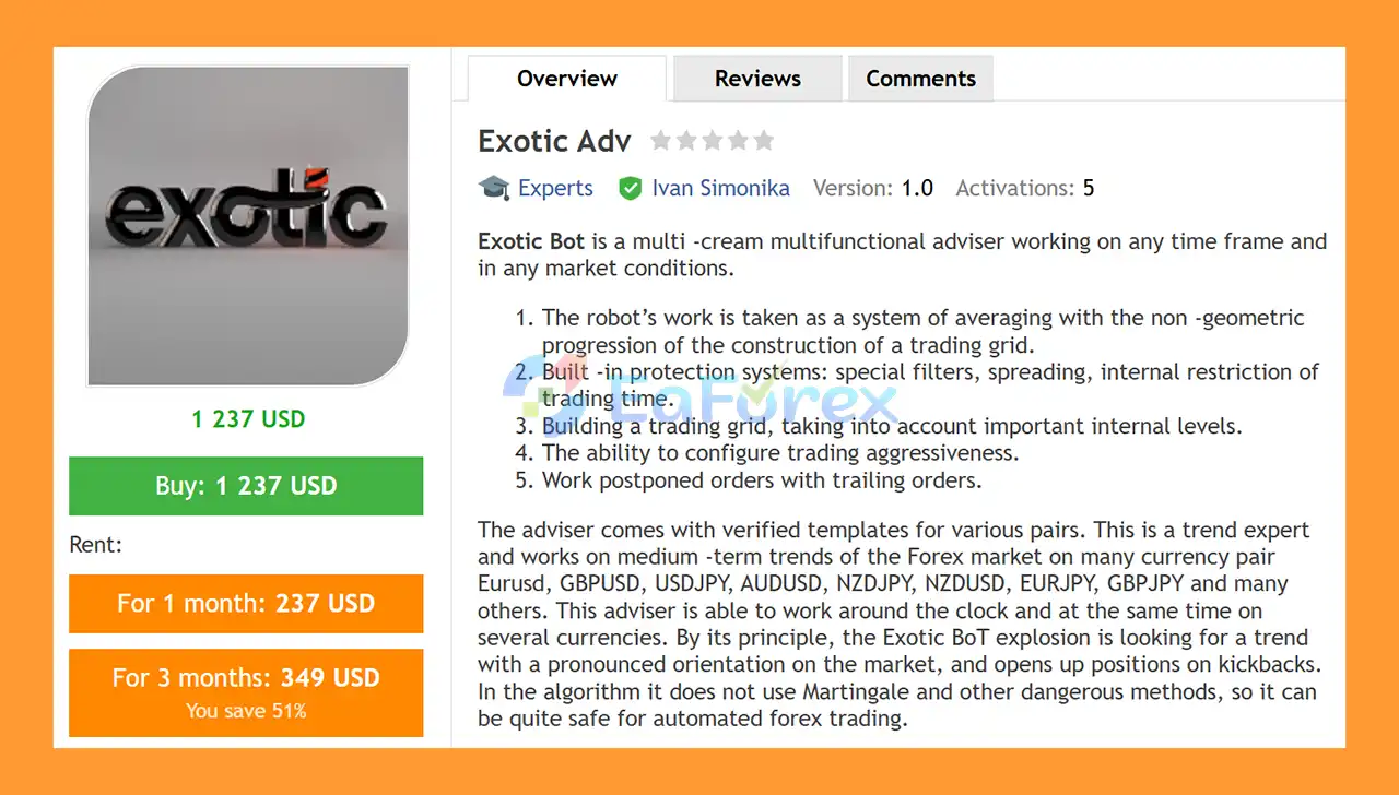 Exotic Adv EA MT4 Overview