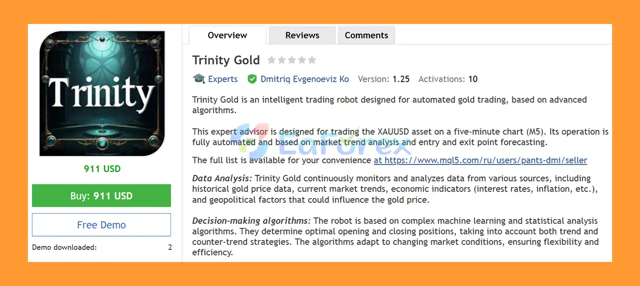 Trinity Gold EA MT4 Overview