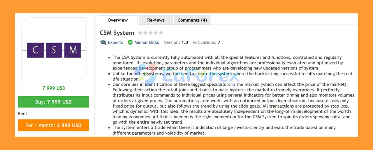 CSM System EA MT4 Overview