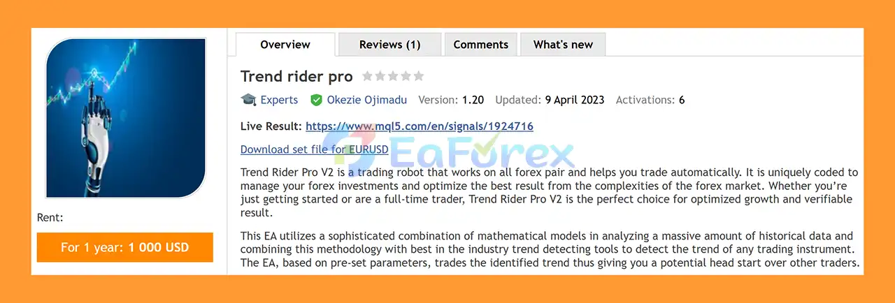 Trend Rider Pro EA MT4 Overview