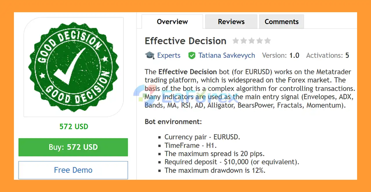 Effective Decision EA MT4 Overview