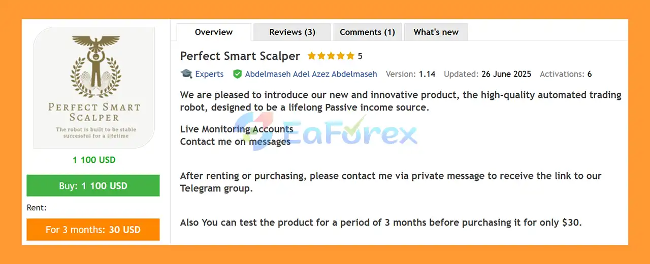 Perfect Smart Scalper EA MT4 Overview