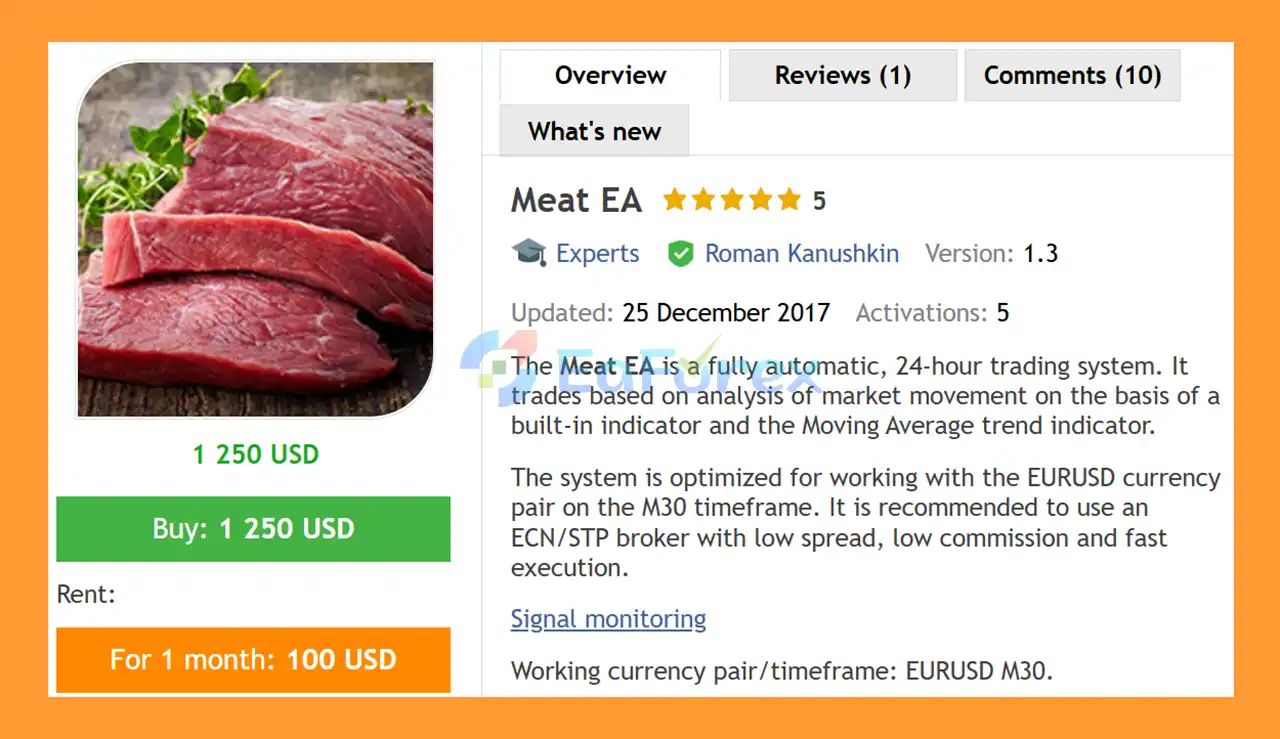 Meat EA MT4 Overview