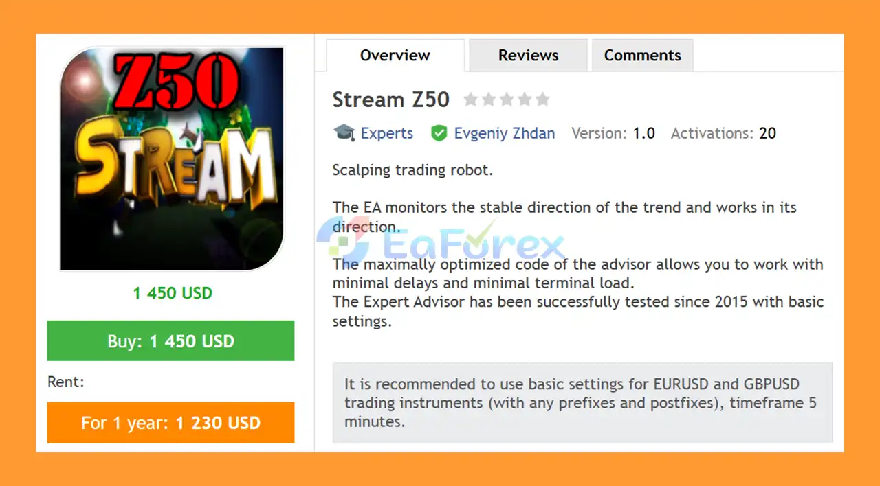 Stream Z50 EA MT4 Overview