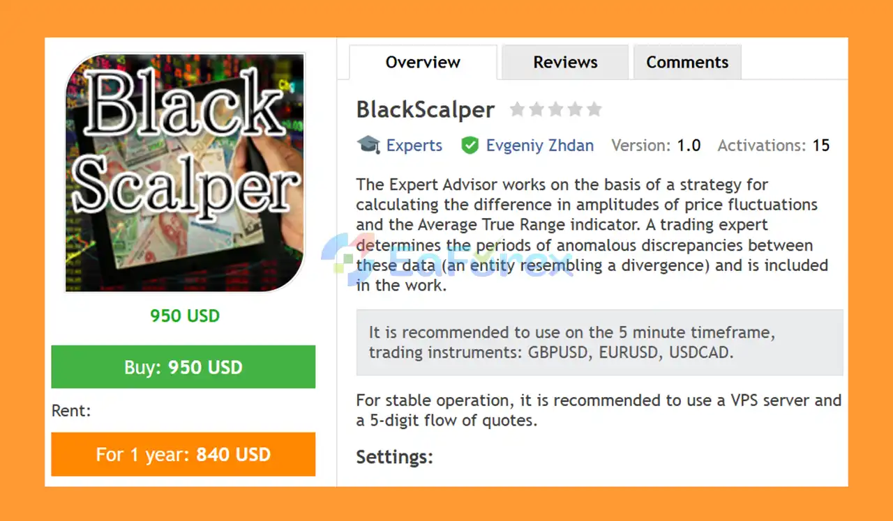 BlackScalper EA MT4 Overview