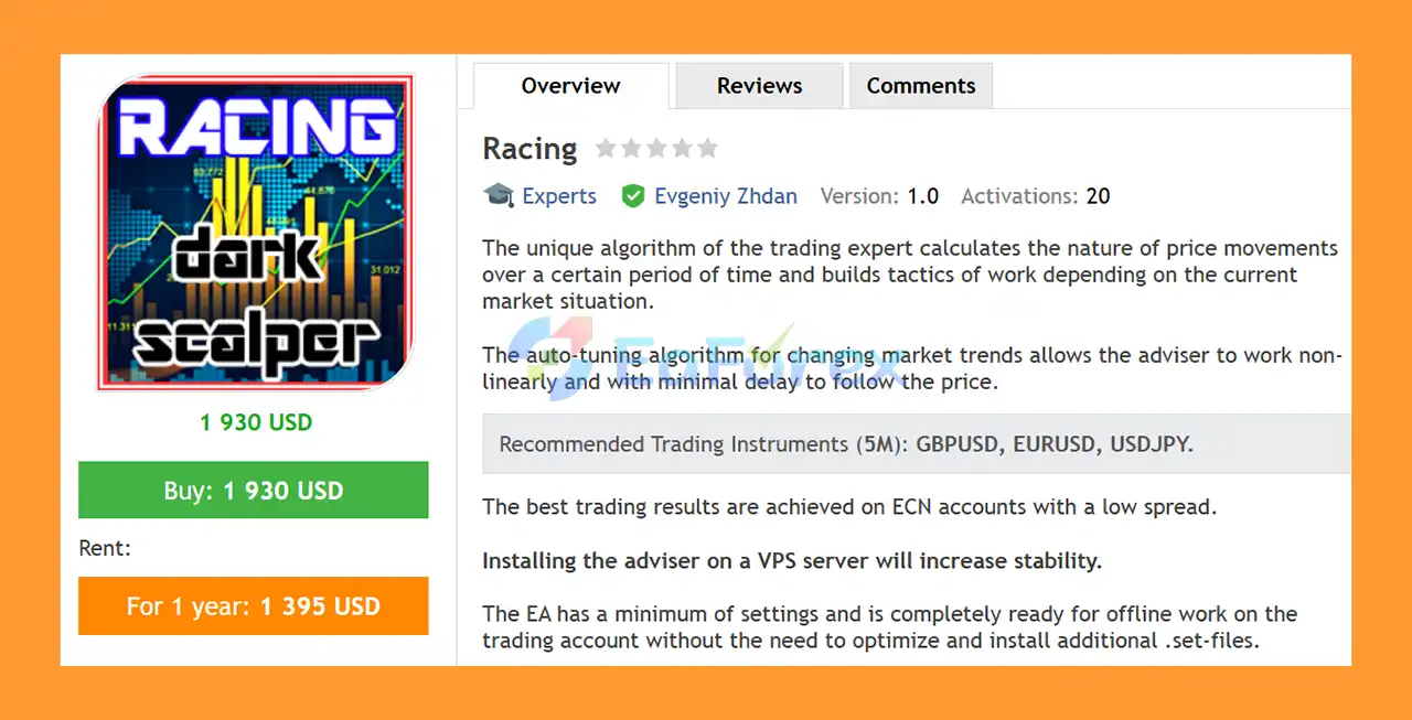 Racing EA MT4 Overview