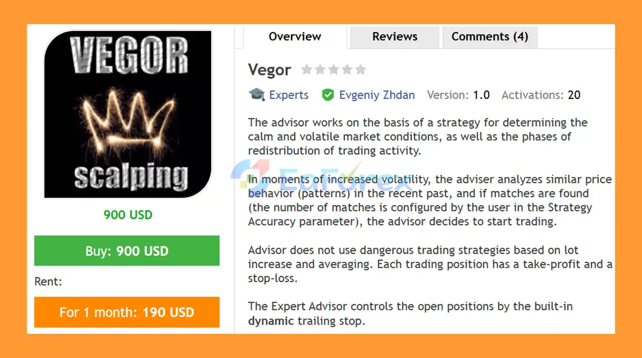 Vegor EA MT4 Overview