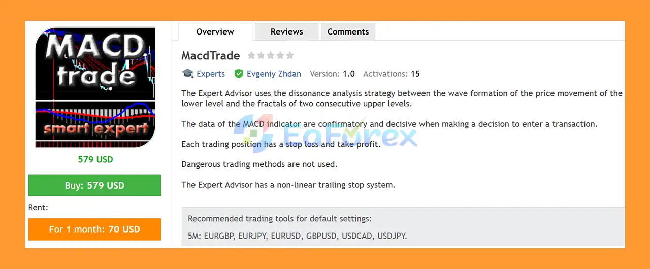 MacdTrade EA MT4 Overview