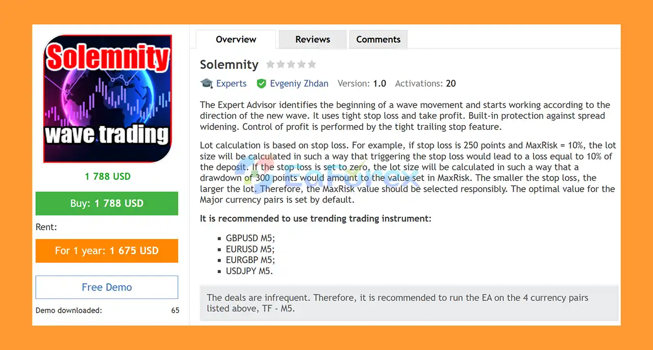 Solemnity EA MT4 Overview