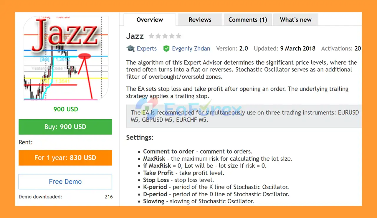 Jazz EA MT4 Overview