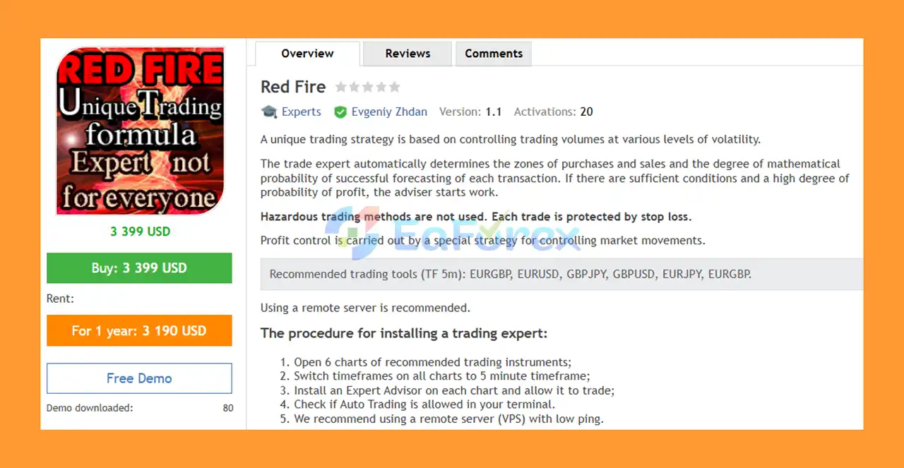 Red Fire EA MT4 Overview