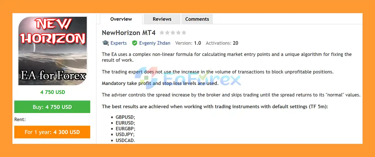 NewHorizon MT4 Overview