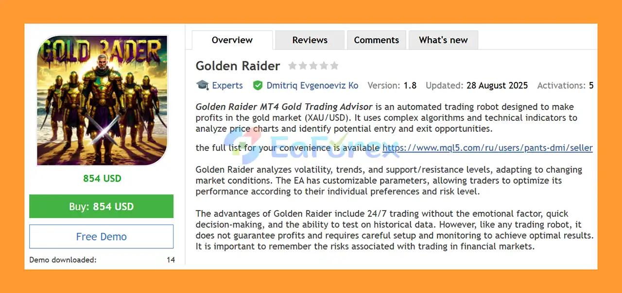 Golden Raider EA MT4 Overview