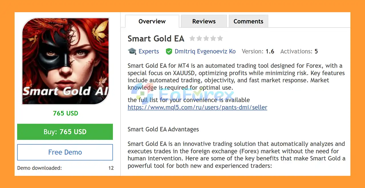 Smart Gold EA MT4 Overview