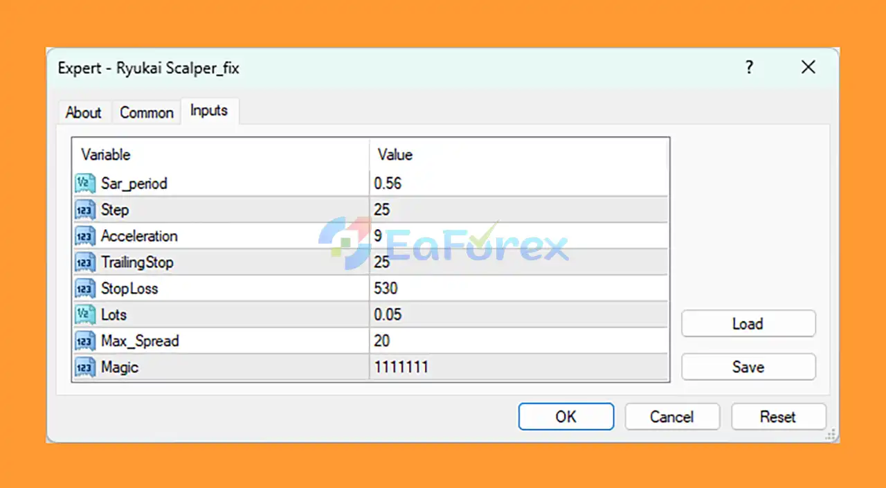 Ryukai Scalper EA MT4 Settings