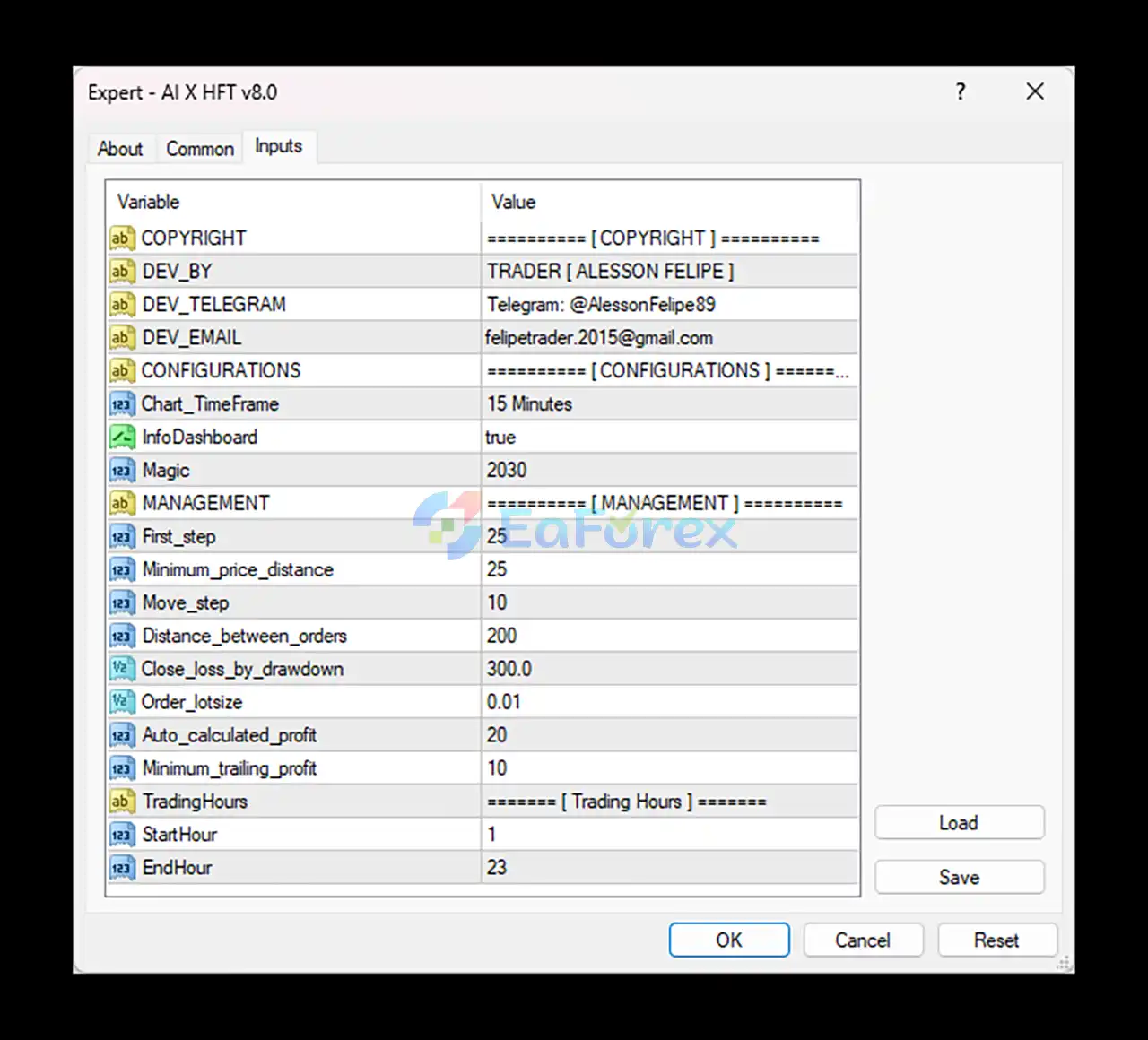 AI X HFT EA MT4 setting