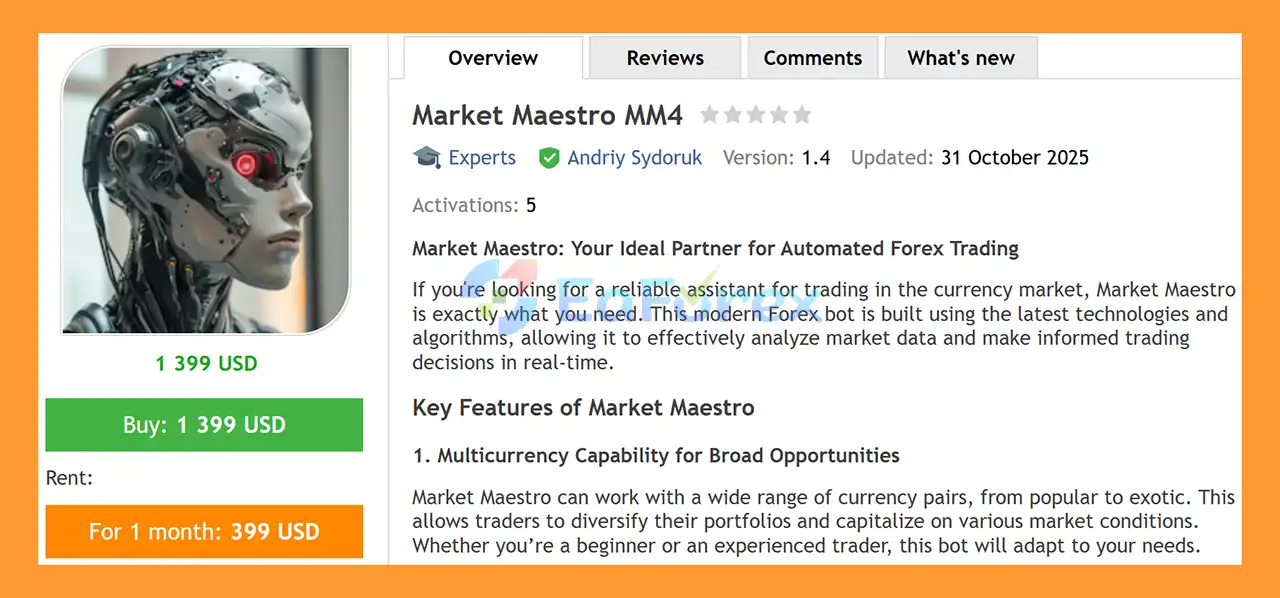 Market Maestro MM4 EA MT4 Overview