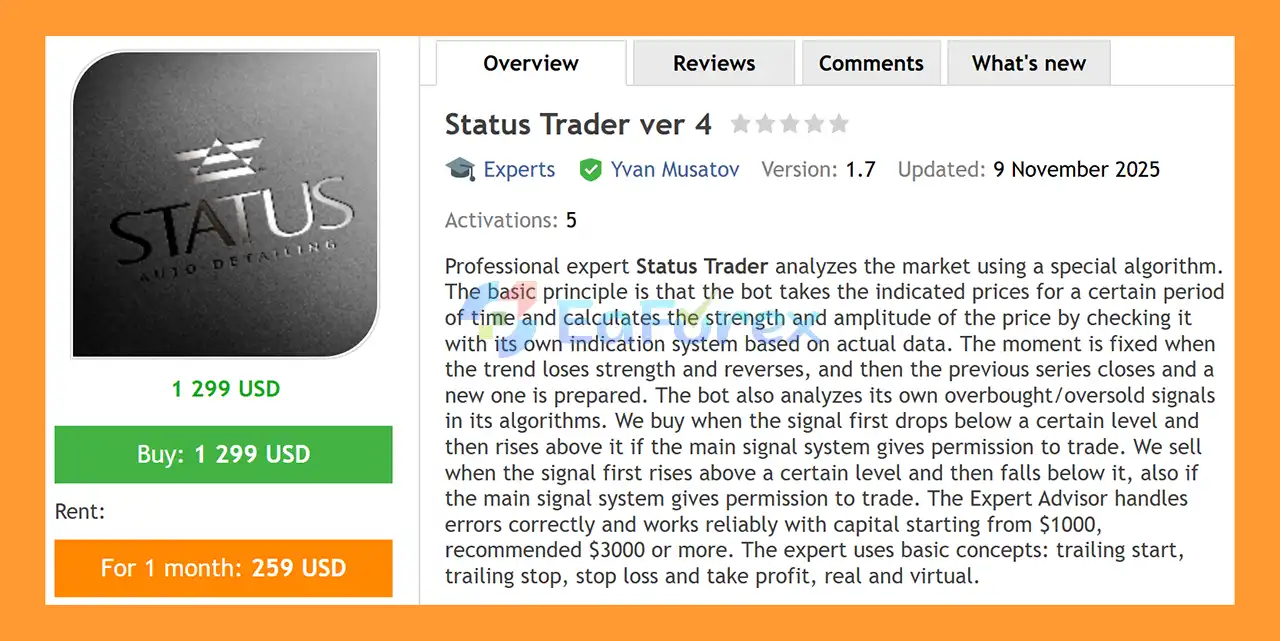 Status Trader ver 4 EA MT4 Overview