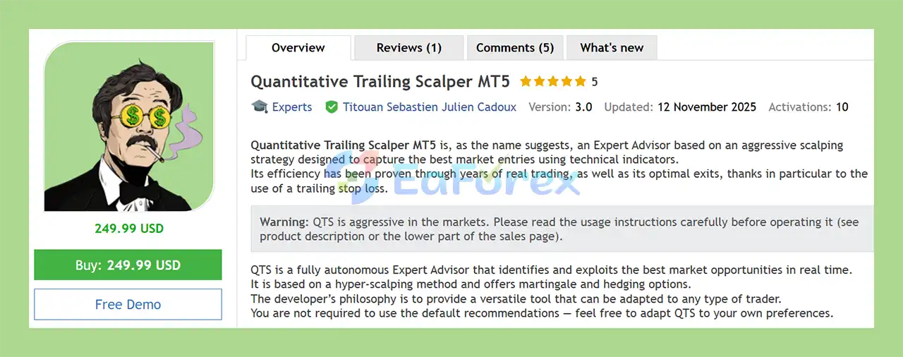 Quantitative Trailing Scalper MT5 Overview