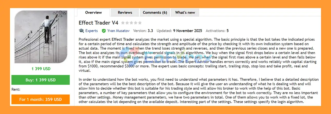 Effect Trader V4 EA MT4 Overview