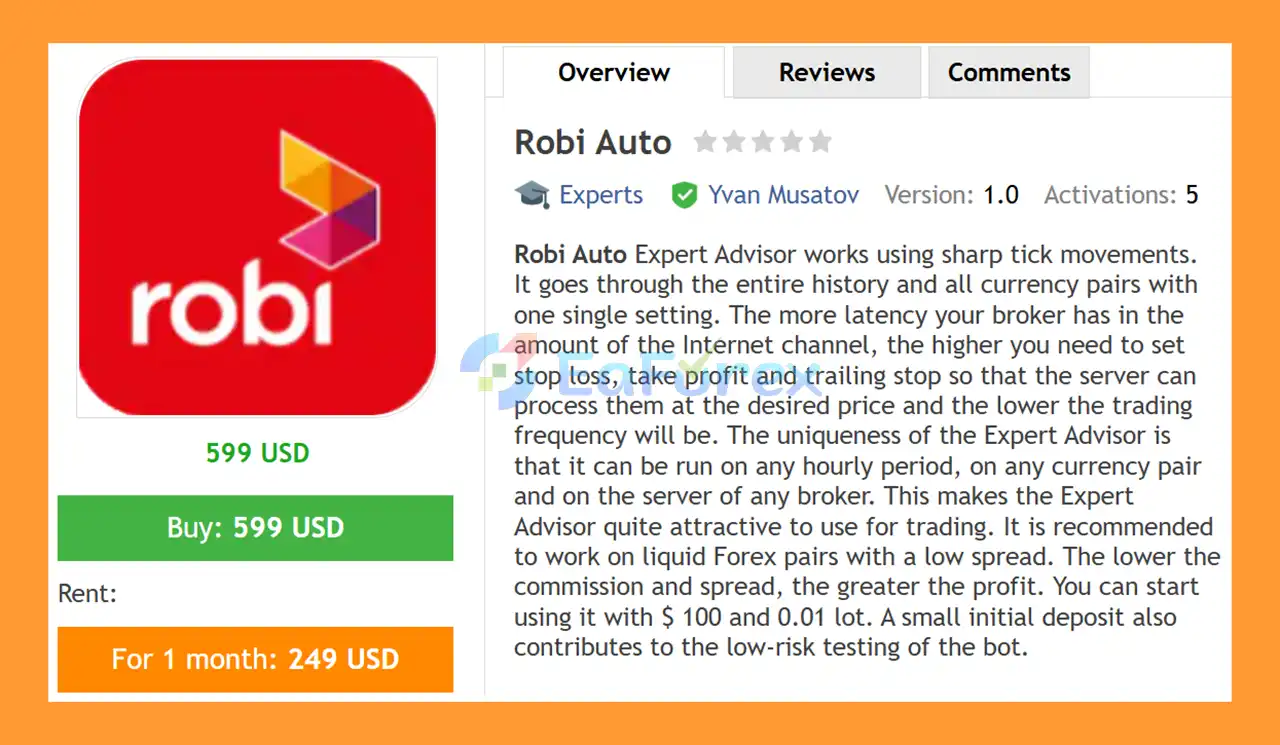 Robi Auto EA MT4 Overview