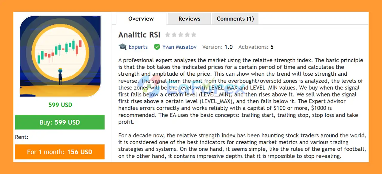 Analitic RSI EA MT4 Overview