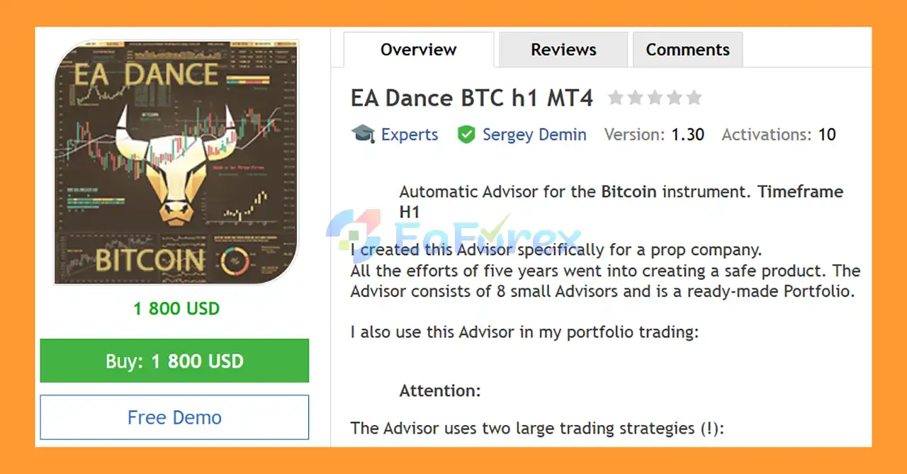 EA Dance BTC h1 MT4 Overview