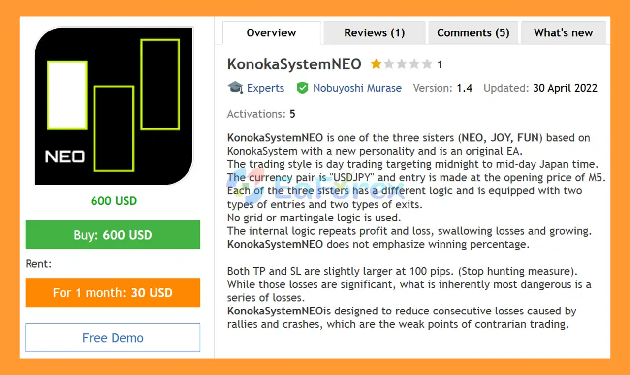 KonokaSystemNEO EA MT4 Overview