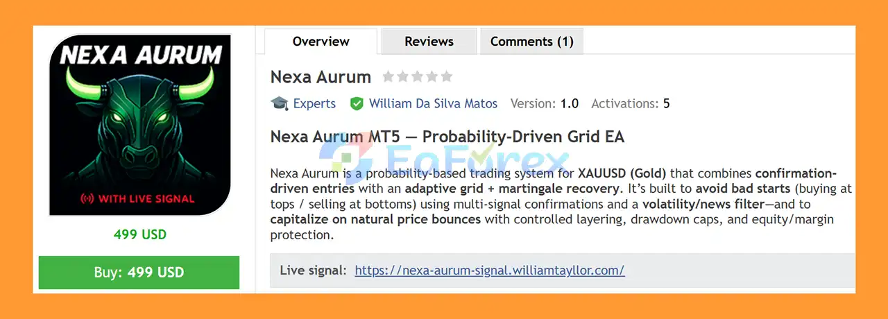 Nexa Aurum EA MT5 Overview