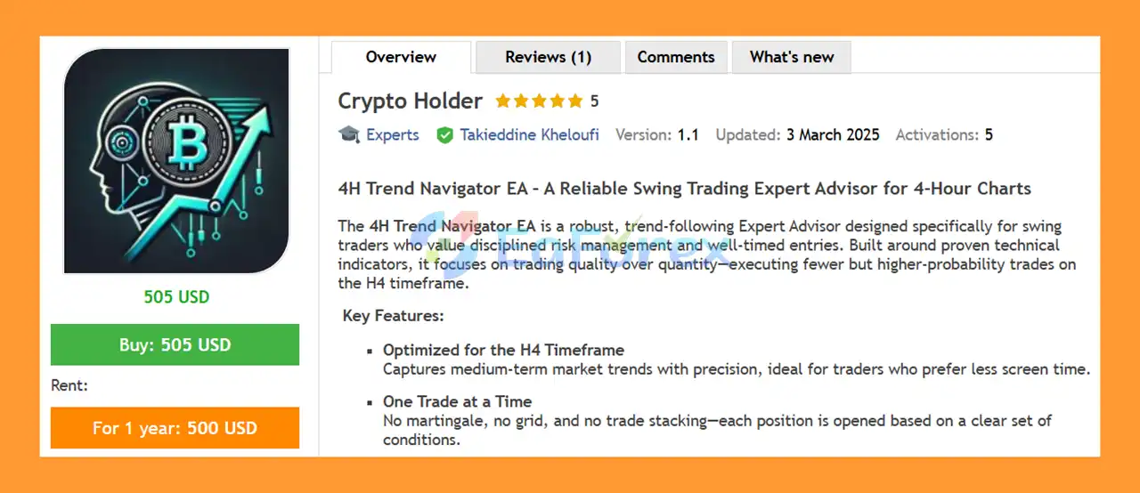 Crypto Holder EA MT5 Overview