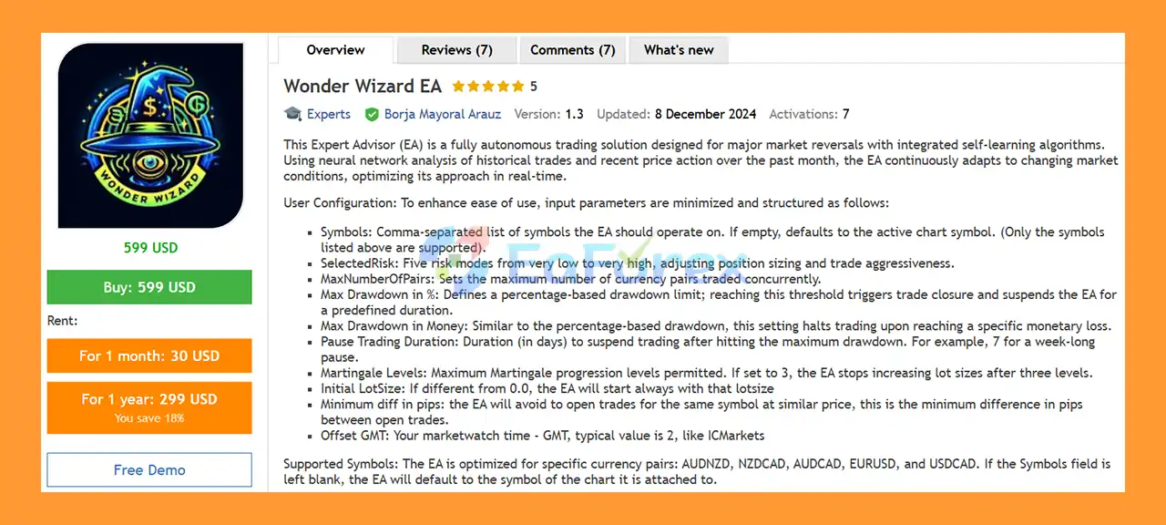 Wonder Wizard EA MT5 Overview