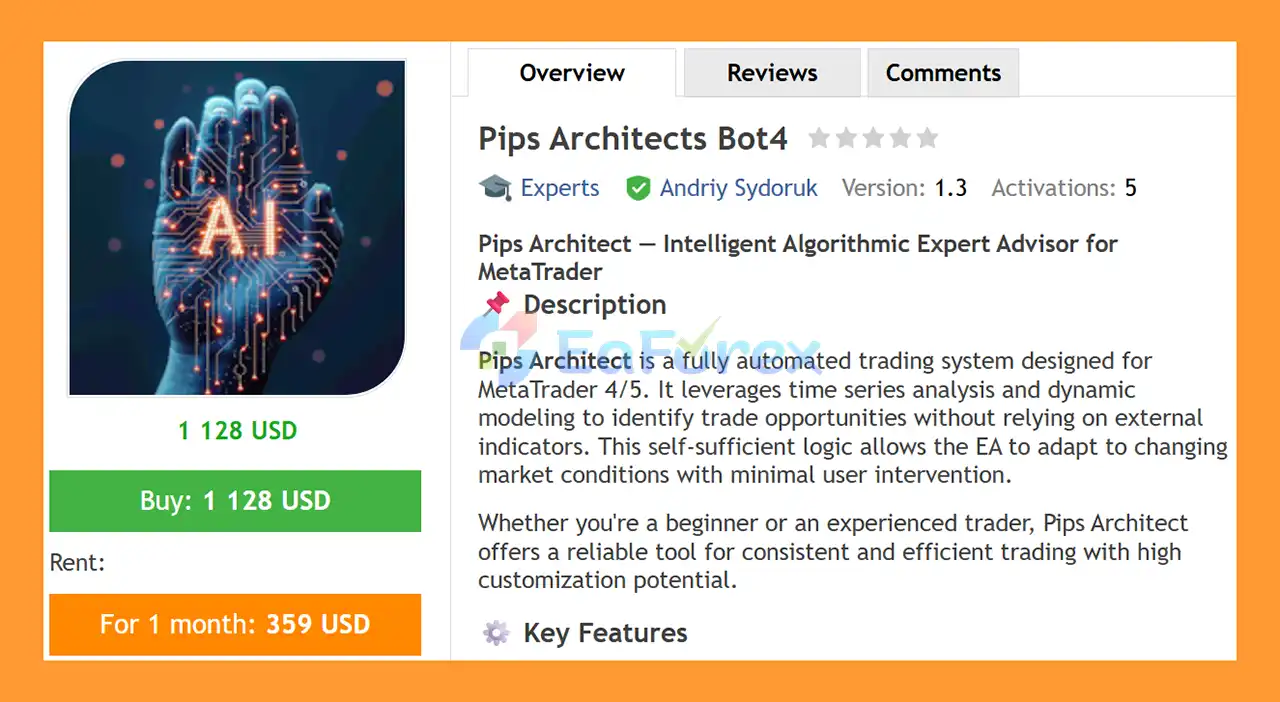 Pips Architects Bot4 EA MT4 Overview