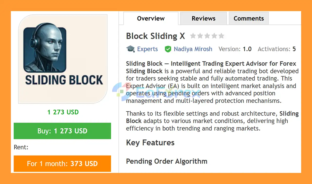 Block Sliding X EA MT4 Overview