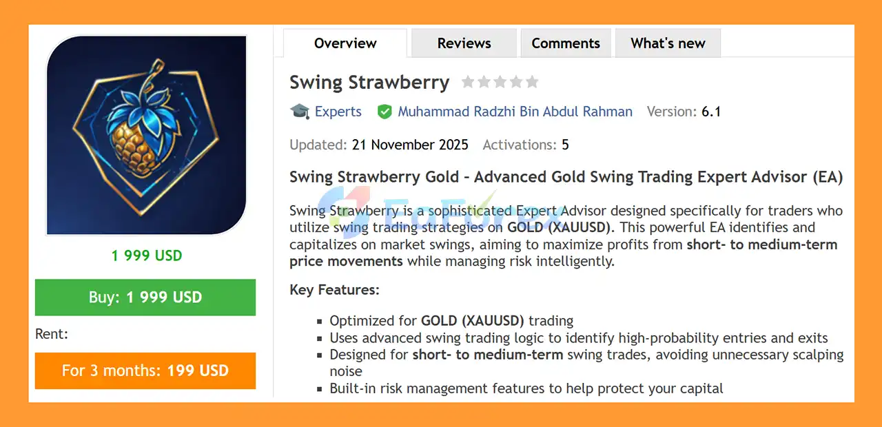 Swing Strawberry EA MT4 Overview