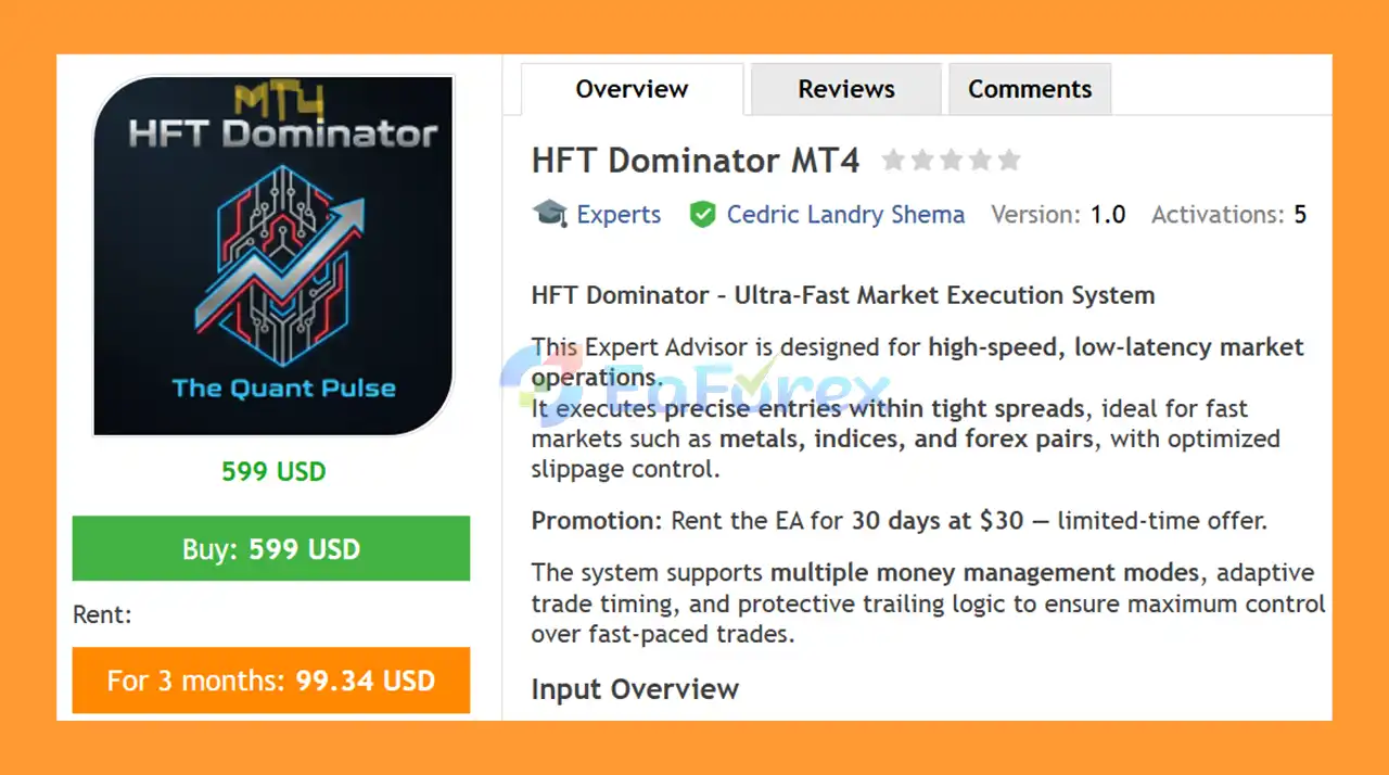 HFT Dominator MT4 Overview