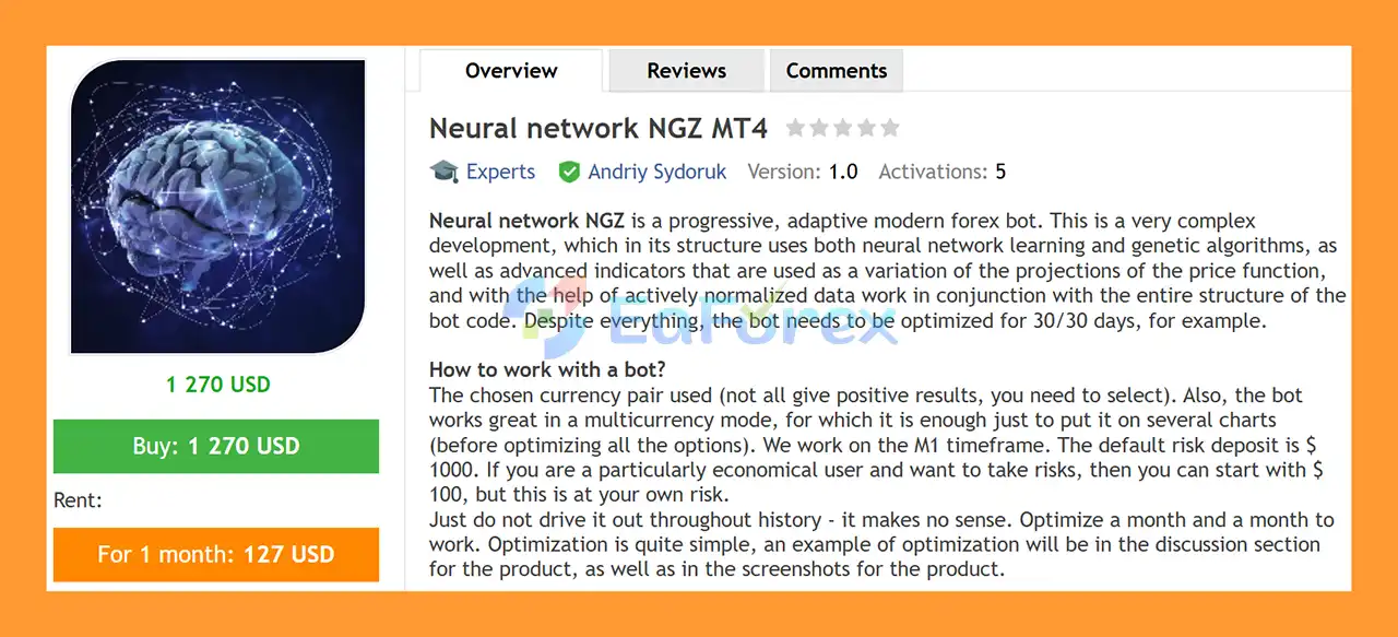 Neural network NGZ MT4 Overview