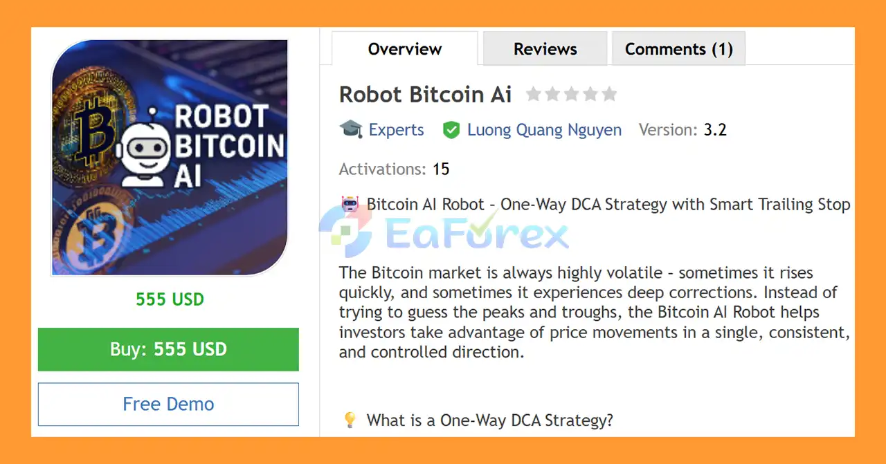 Robot Bitcoin Ai EA MT4 Overview