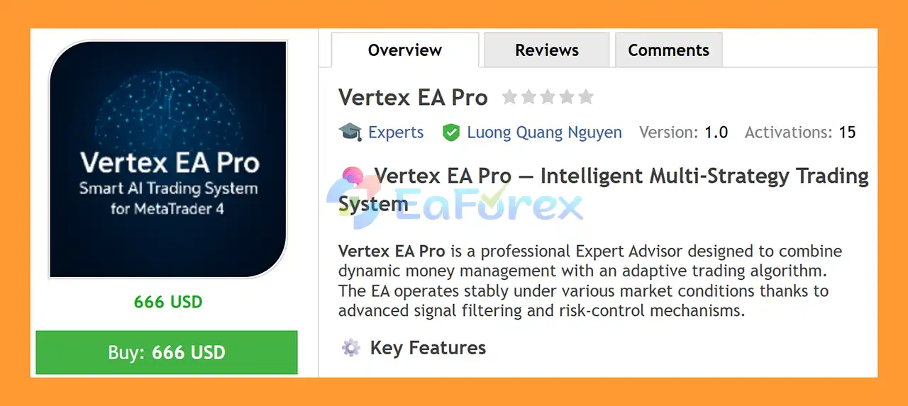 Vertex EA Pro EA MT4 Overview