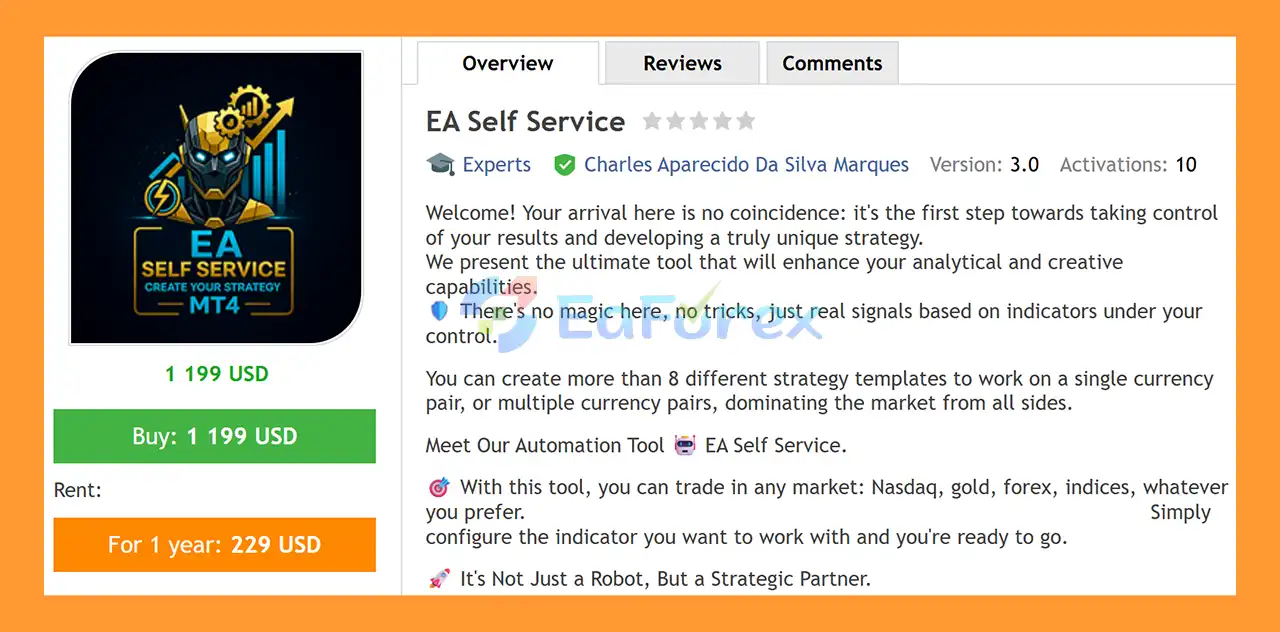 EA Self Service EA MT4 Overview