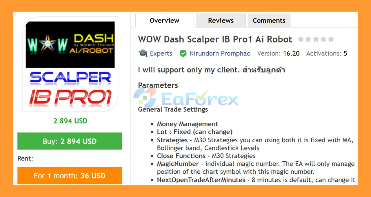 WOW Dash Scalper FXD1 Ai Robot EA MT4 Overview