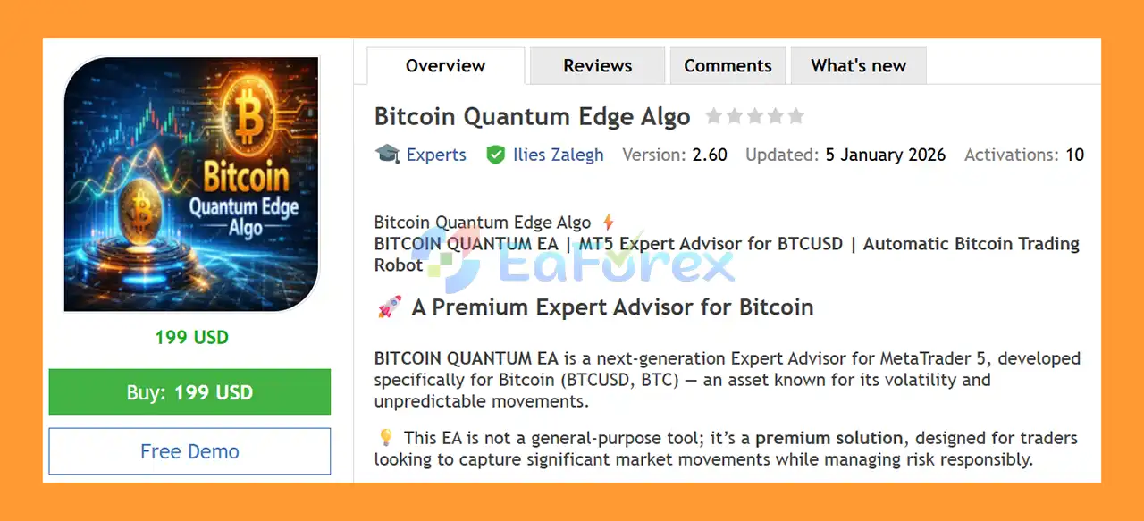 Bitcoin Quantum Edge Algo EA MT5 Overview
