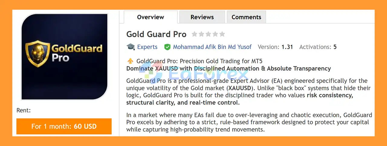 Gold Guard Pro EA MT5 Overview