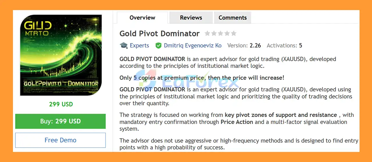 Gold Pivot Dominator EA MT5 Overview