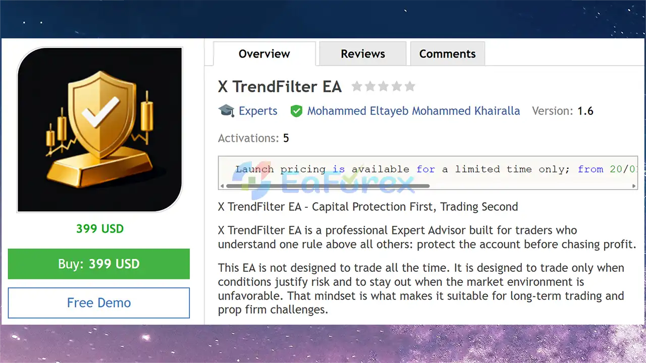X TrendFilter EA MT5 Overview
