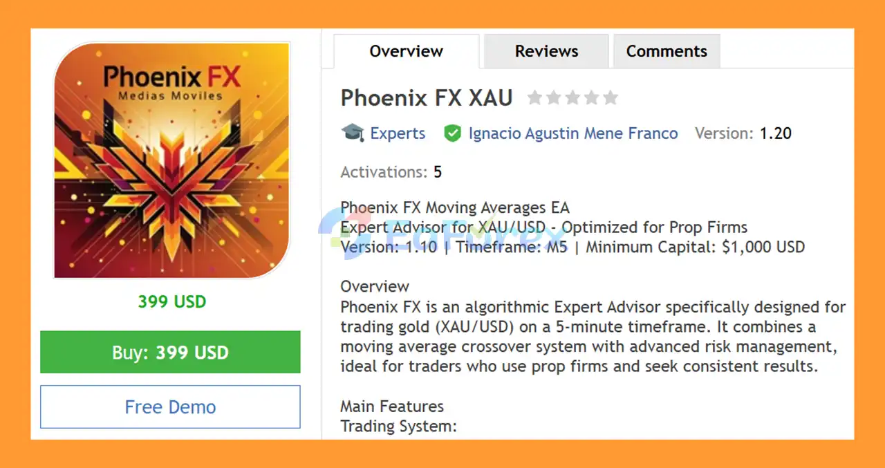 Phoenix FX XAU EA MT4 Overview
