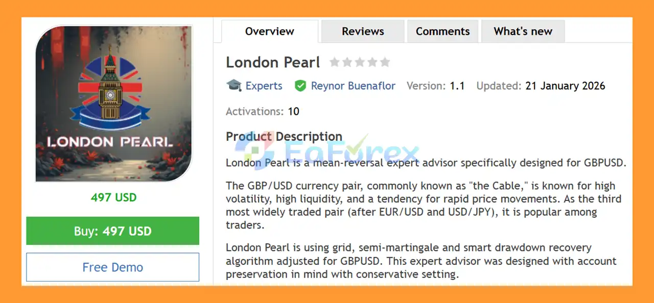 London Pearl EA MT4 Overview