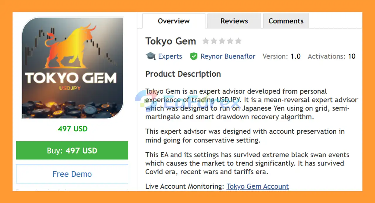 Tokyo Gem EA MT4 Overview