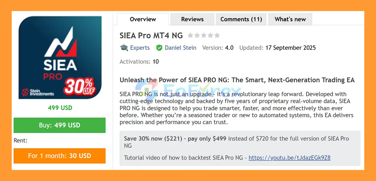 SIEA Pro MT4 NG Overview