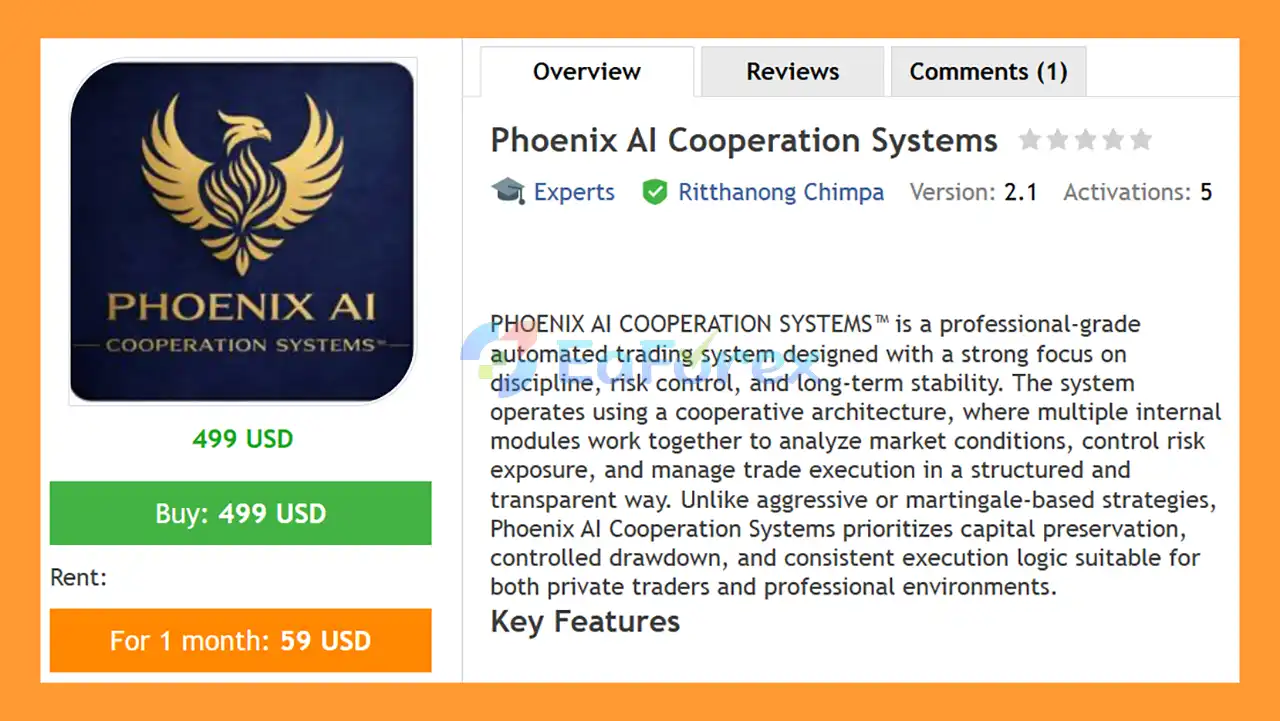 Phoenix AI Cooperation Systems EA MT4 Overview